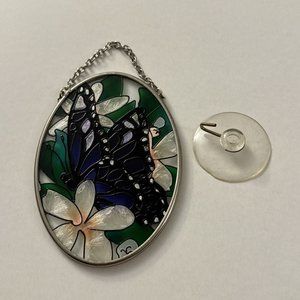 Oval Stained Glass Butterfly Decoration B34